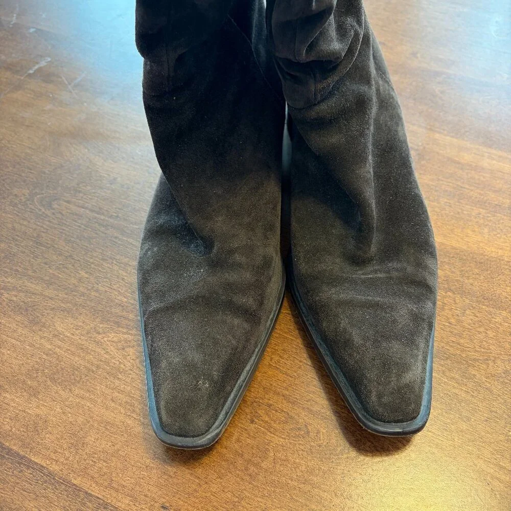 Aquatalia women's tall boots 10.5 brown suede slouchy snip toe